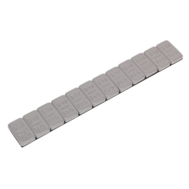 Sealey WWSA5PC Plastic Coated Zinc Plated Steel Adhesive Wheel Weight 5g Strip of 12 - Pack of 100