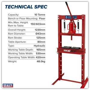Sealey YK10ECF Hydraulic Floor Type Press 10 Tonne - additional view 13