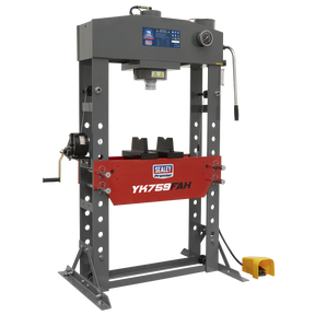 Sealey YK759FAH Premier Heavy-Duty Air/Hydraulic Floor Type Press with Foot Pedal 75 Tonne