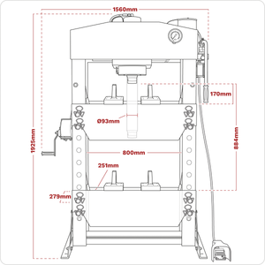 Sealey YK759FAH Premier Heavy-Duty Air/Hydraulic Floor Type Press with Foot Pedal 75 Tonne - additional view 5