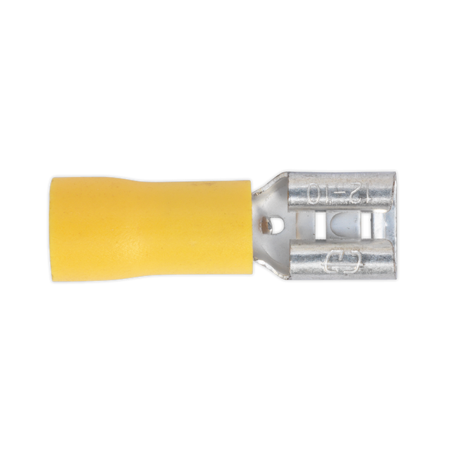 Sealey YT13 Push-On Female Terminal 6.3mm, Yellow - Pack of 100