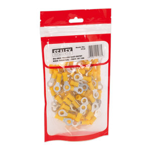 Sealey YT19 Easy-Entry Ring Terminal 6.4mm (1/4"), Yellow - Pack of 100 - additional view 2