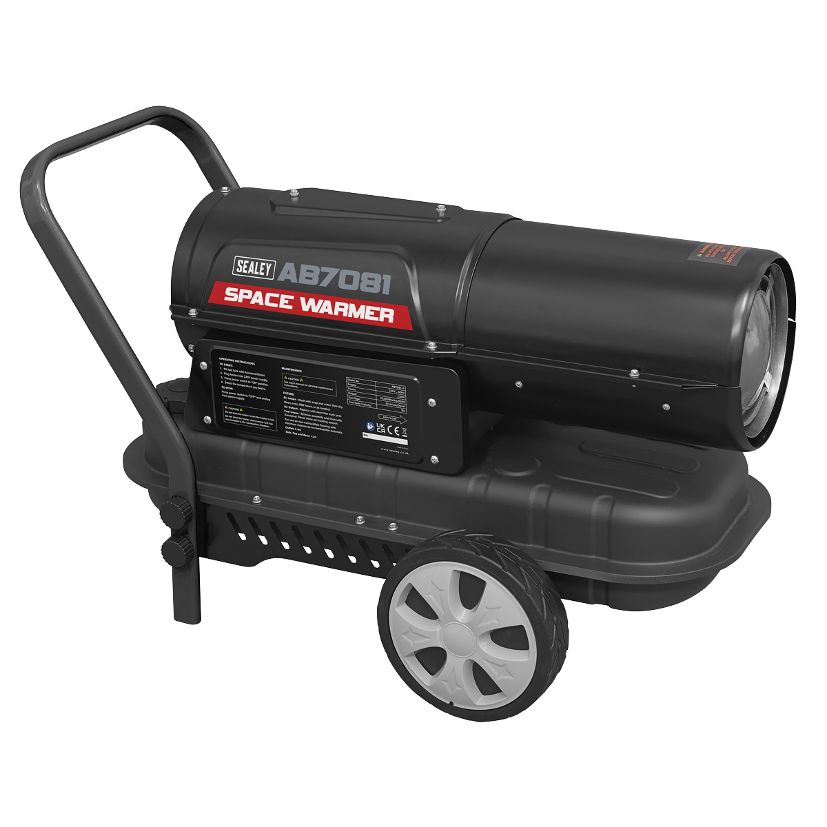 Sealey AB7081 Space Warmer® Paraffin/Kerosene/Diesel Heater 70,000Btu/hr with Wheels