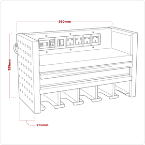 Sealey AP22SRBE Power Tool Storage Rack 560mm with Drawer & Power Strip