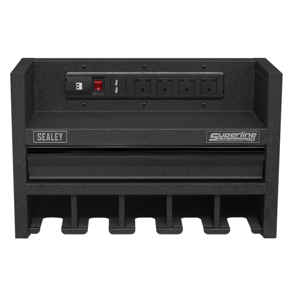 Sealey AP22SRBE Power Tool Storage Rack 560mm with Drawer & Power Strip