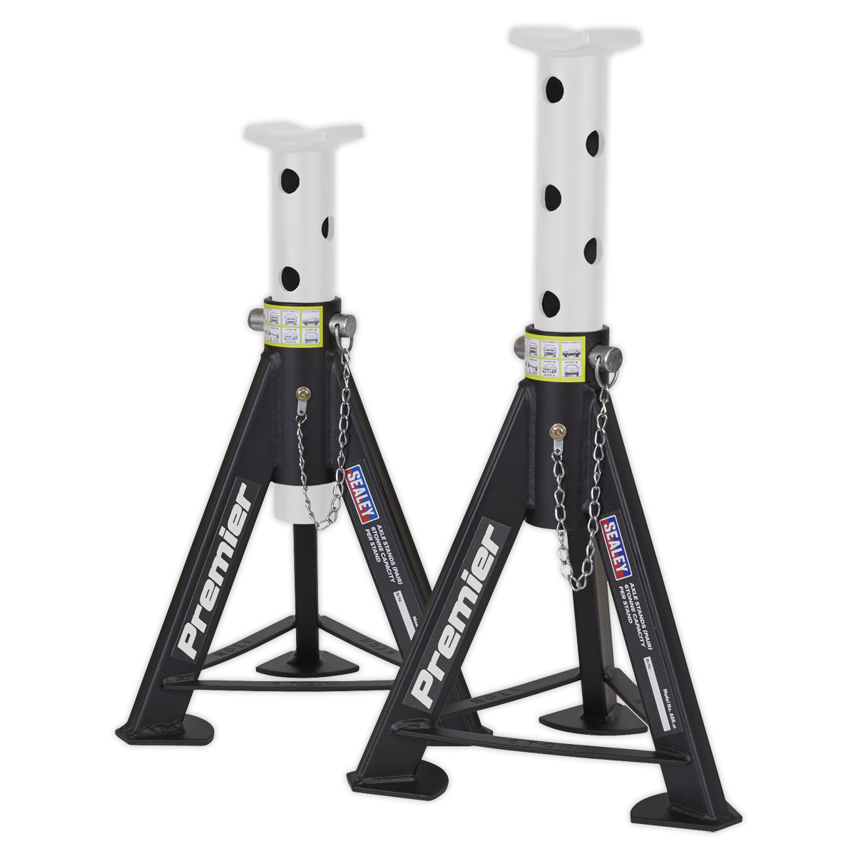 Sealey AS6 Axle Stands (Pair) 6tonne Capacity per Stand - White