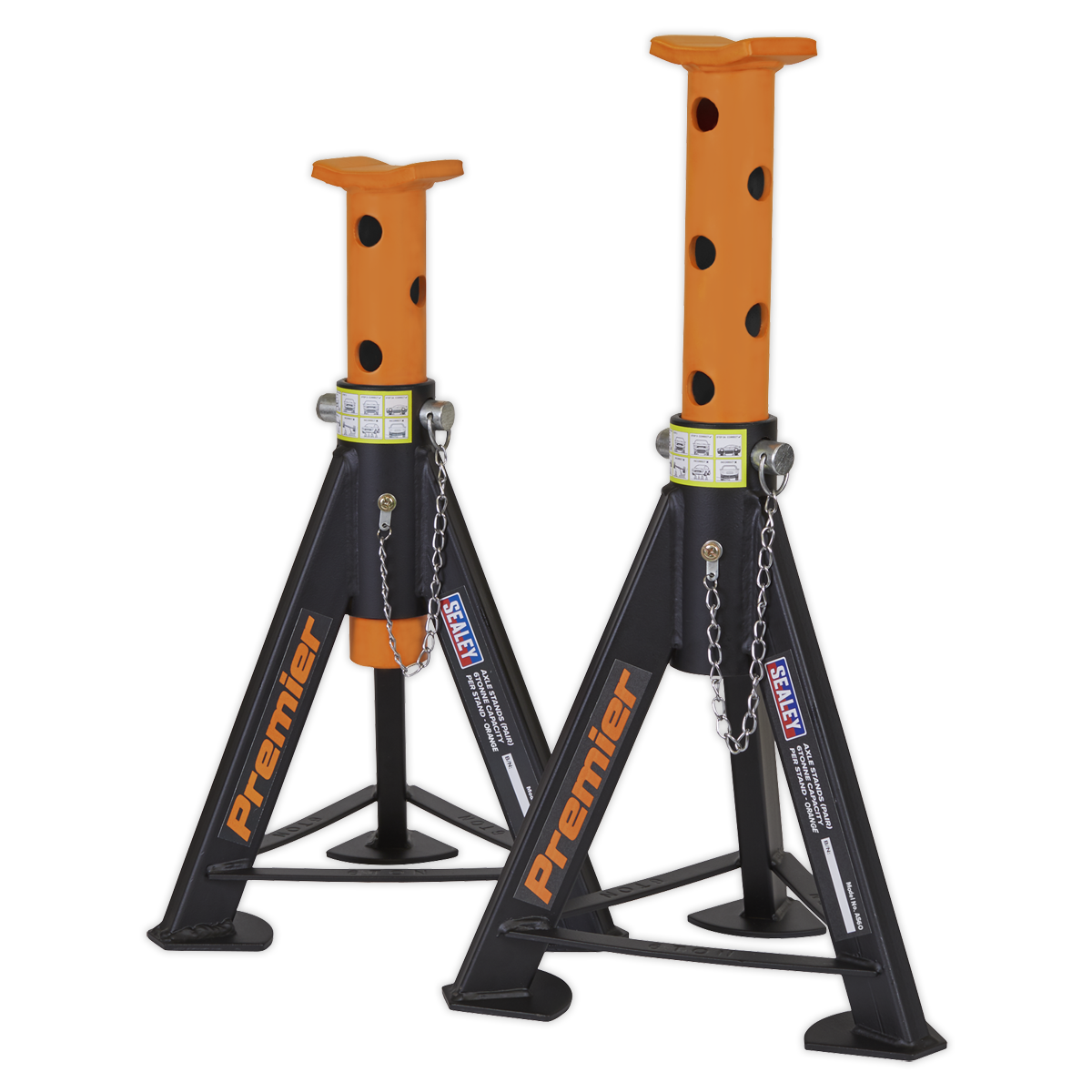 Sealey AS6O Axle Stands (Pair) 6tonne Capacity per Stand - Orange