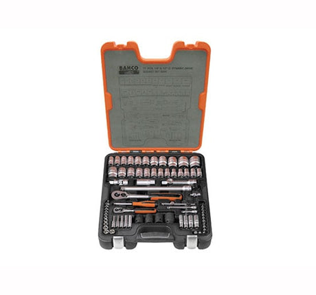 Bahco S800 Socket Set 77 Piece 1/4 & 1/2in Drive - 77 Piece Set - BAHS800 - Bahco - Trade Counter Direct