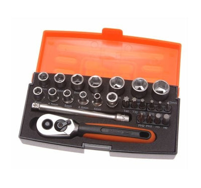 Bahco Socket Set 25 - Piece 1/4 - inch Drive - SL25 - BAHSL25 - Bahco - Trade Counter Direct