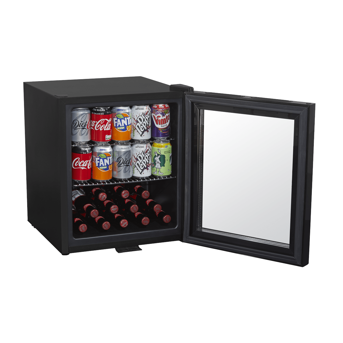 Baridi 50L Table Top Beer & Drinks Mini Fridge 3 - 10°C, Light, Black & Glass - DH12 - DH12 - Sealey Tools UK - Trade Counter Direct