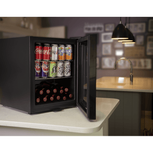 Baridi 50L Table Top Beer & Drinks Mini Fridge 3 - 10°C, Light, Black & Glass - DH12 - DH12 - Sealey Tools UK - Trade Counter Direct