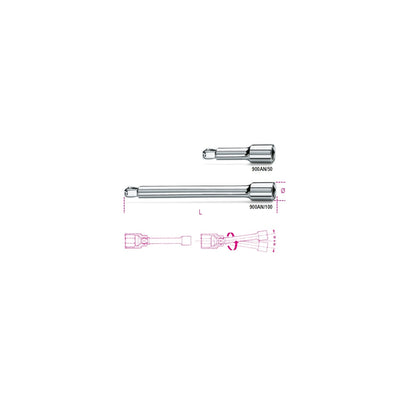 Beta 1/4" Wobble Extension Bar 100 Mm - 900AN - 900AN/100 - WEB-009000826 - Beta - Trade Counter Direct