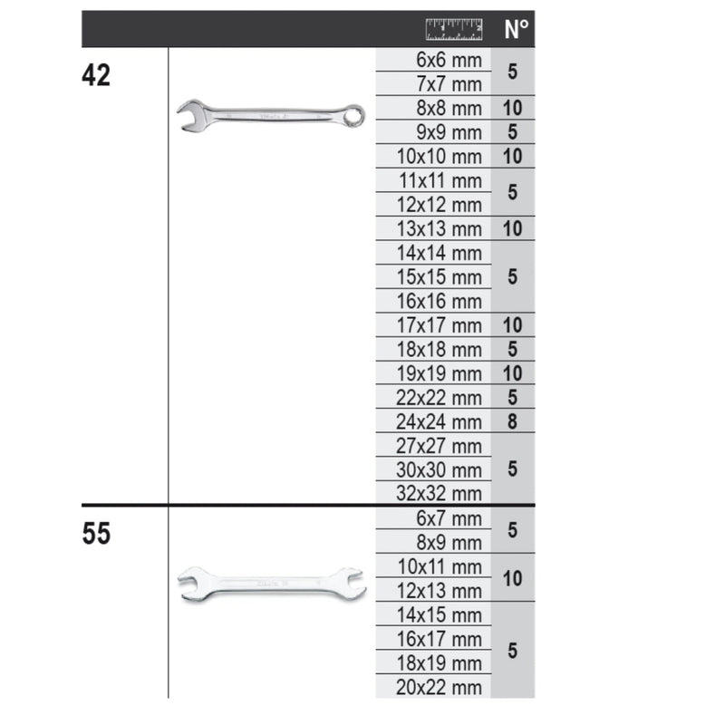 Beta 173 - Piece Wrench Assortment With Hooks Without Panel - 6600 M/29 - WEB-066009040 - Beta - Trade Counter Direct