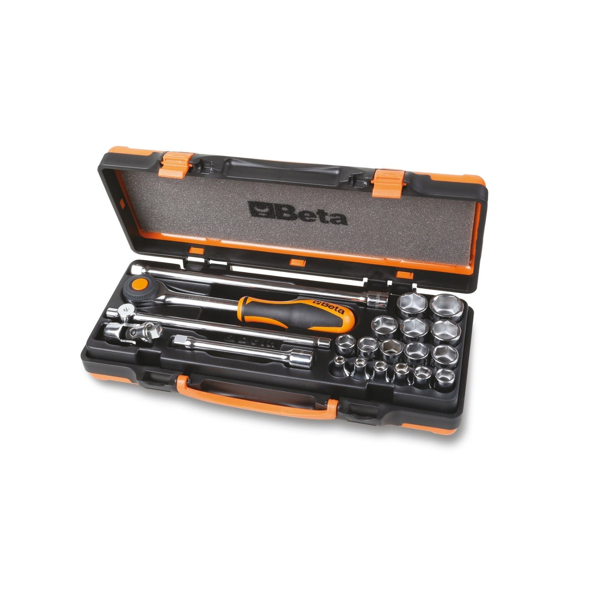 Beta 3/8 Inch Drive Hexagon Socket Set With Rotating Ratchet, 16 Pieces - 910A/C16HR - WEB-009100935 - Beta - Trade Counter Direct