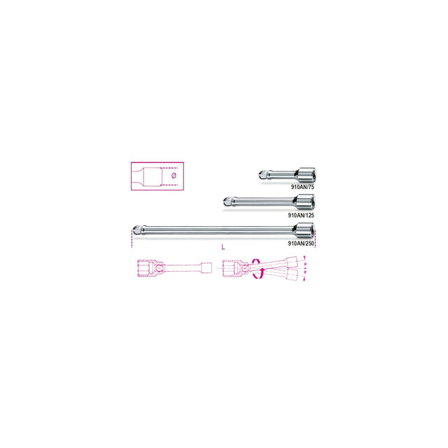 Beta 3/8" Wobble Extension Bar 250 Mm - 910AN - 910AN/250 - WEB-009100829 - Beta - Trade Counter Direct