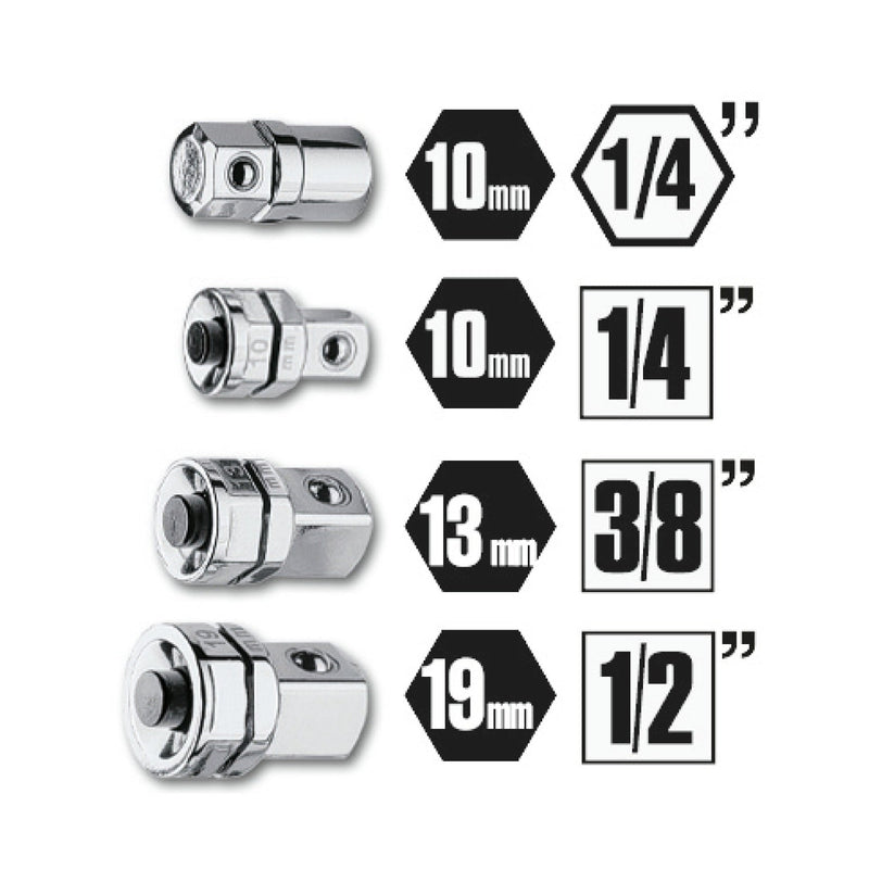 Beta 4 - Piece Adapter Kit For Ratchet Wrenches - 123E1/4 - 123/K4 - WEB-001230504 - Beta - Trade Counter Direct