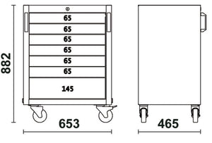 Beta C45PRO 2.0 C5 & C7 — Mobile Roller Cabinets (5 - Drawer & 7 - Drawer) - 045000228 - Beta - Trade Counter Direct