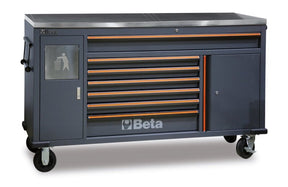 Beta C45PRO 2.0 MWS — Work Station Roller Cabinet with 7 Drawers & Integrated Waste Bin - 045000181 - Beta - Trade Counter Direct