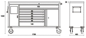 Beta C45PRO 2.0 MWS — Work Station Roller Cabinet with 7 Drawers & Integrated Waste Bin - 045000191 - Beta - Trade Counter Direct