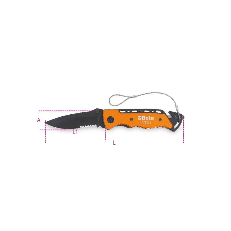 Beta H - Safe Car Service Knife With Window Breaking Hammer And Seat Belt Cutter In Case - 1778SOS - HS - WEB-017784080 - Beta H - SAFE - Trade Counter Direct