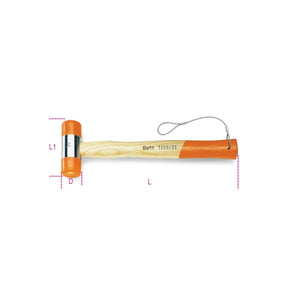 Beta H - Safe Soft Face Hammer 35 Mm With Wooden Shaft And H - Safe Tethered System - 1390HS - 1390HS 35 - WEB-013904035 - Beta H - SAFE - Trade Counter Direct