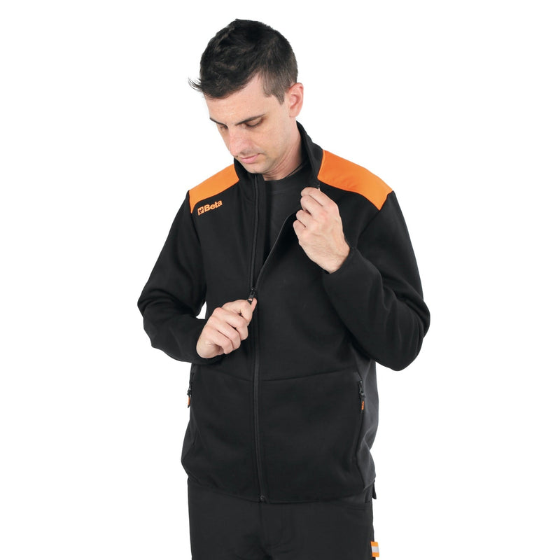 Beta Long - Zipped Black Sweatshirt With Anthracite Grey Inserts Xl - 7565NG - 7565NG XL - WEB-075650404 - Beta - Trade Counter Direct