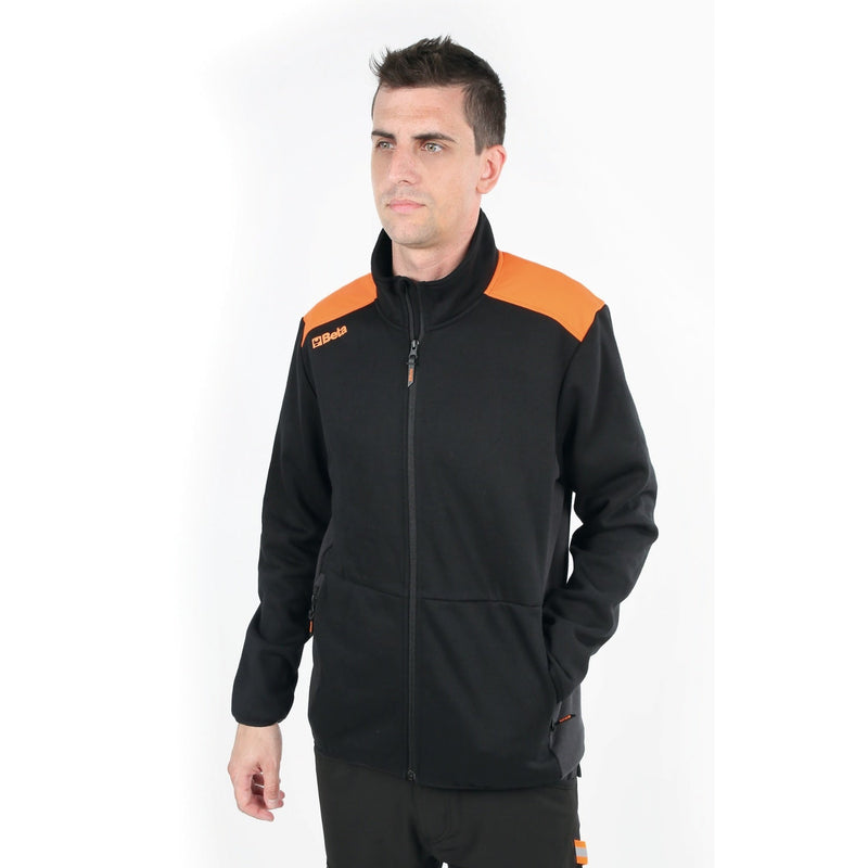 Beta Long - Zipped Black Sweatshirt With Anthracite Grey Inserts Xl - 7565NG - 7565NG XL - WEB-075650404 - Beta - Trade Counter Direct