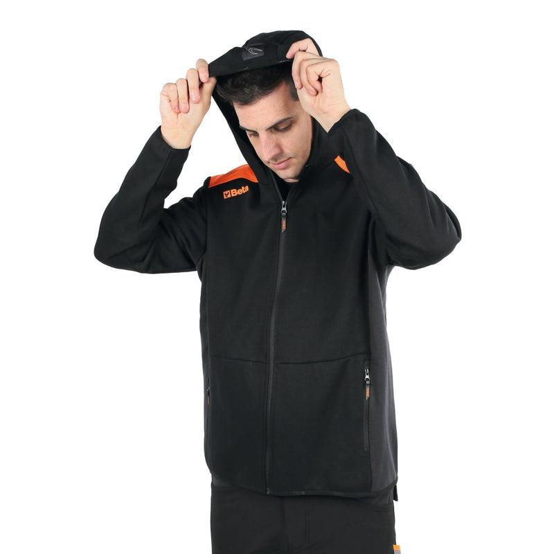 Beta Long - Zipped Hoodie Black With Anthracite Grey Inserts Size L - 7566NG - 7566NG L - WEB-075660403 - Beta - Trade Counter Direct