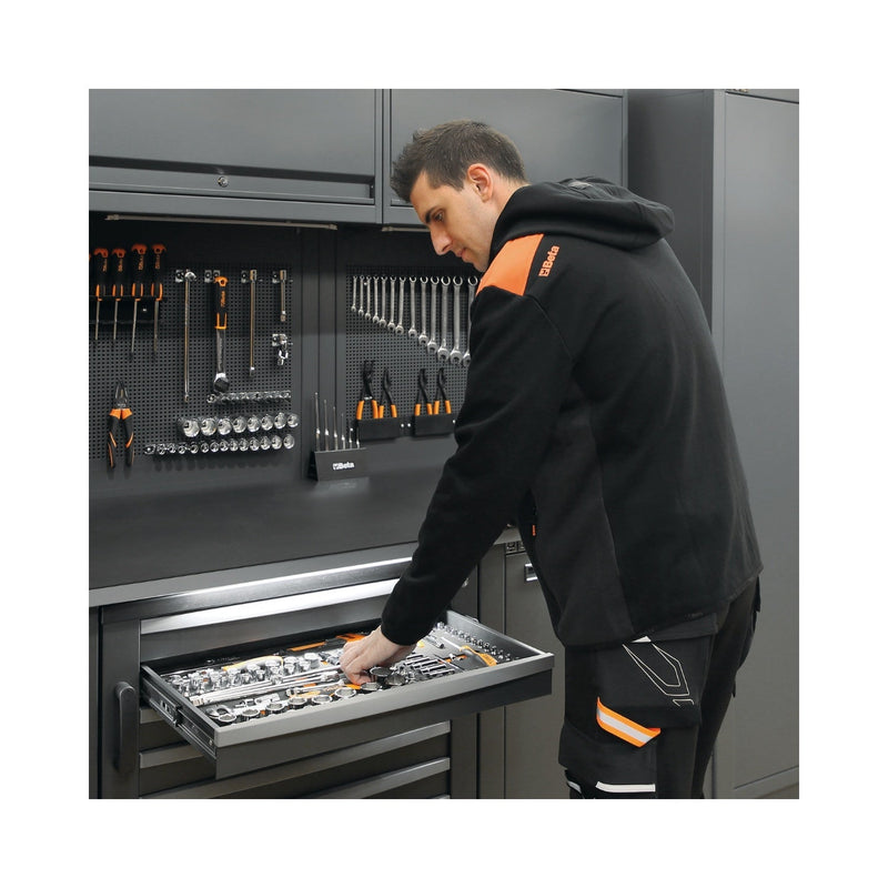 Beta Long - Zipped Hoodie Black With Anthracite Grey Inserts Size L - 7566NG - 7566NG L - WEB-075660403 - Beta - Trade Counter Direct