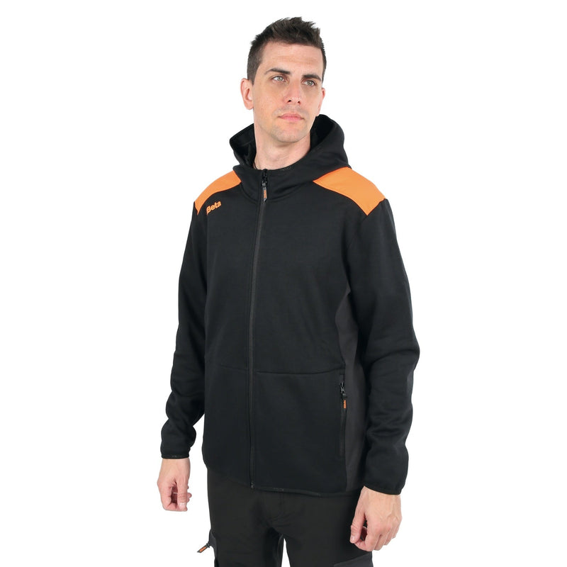Beta Long - Zipped Hoodie Black With Anthracite Grey Inserts Size L - 7566NG - 7566NG L - WEB-075660403 - Beta - Trade Counter Direct