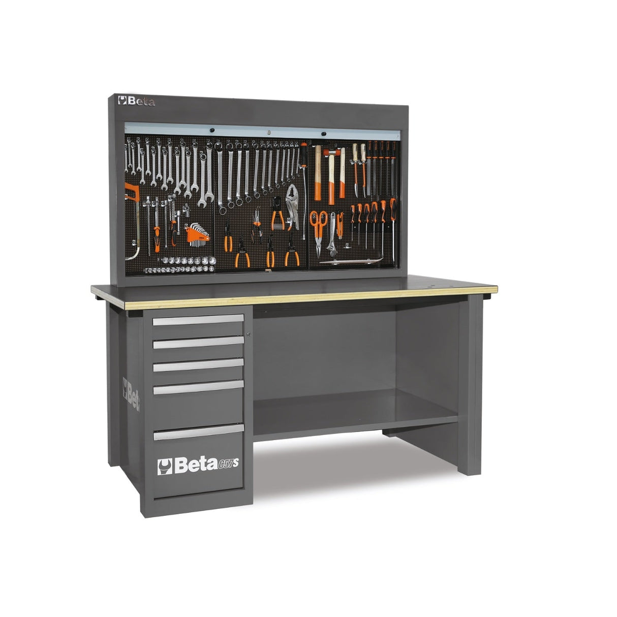 Beta Mastercargo Workbench With Tool Storage Board And 5 - Drawer Cabinet - C57SA - C57S/A - O - WEB-057001005 - Beta - Trade Counter Direct