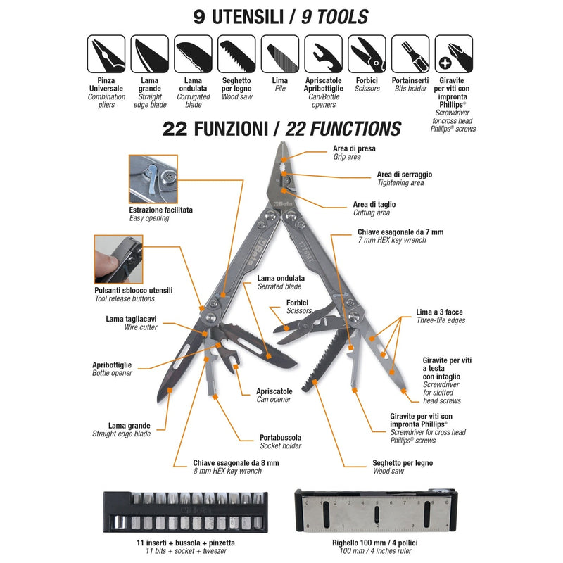 Beta Multipurpose Tool Complete With Bits And Sheath - 1778MT - WEB-017780055 - Beta - Trade Counter Direct