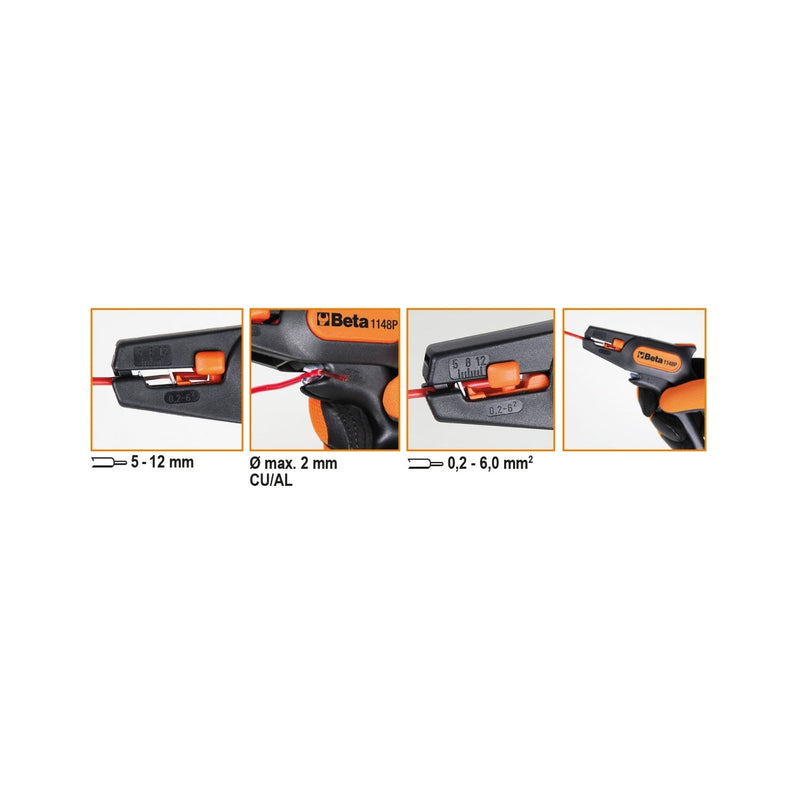 Beta Self - Adjusting Wire Stripping Pliers With Cutting Device 0.2 - 6 Mm² - 1148P - WEB-011480300 - Beta - Trade Counter Direct