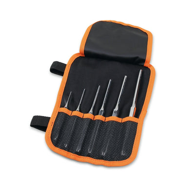 Beta Set of 6 pin punches (item 31) in roll - up wallet made of polyester - 31/B6N - WEB-000310024 - Beta - Trade Counter Direct