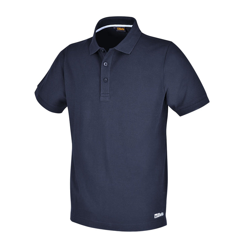 Beta Three - Button Piqué Cotton Work Polo Shirt Blue - 7552BL L - WEB-075520303 - Beta - Trade Counter Direct