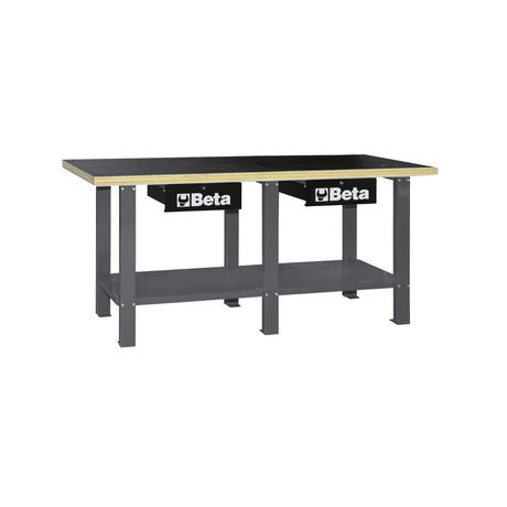 Beta Workbench With Wood Top And 2 Lockable Drawers - C56W - C56W - O - WEB-056000251 - Beta - Trade Counter Direct