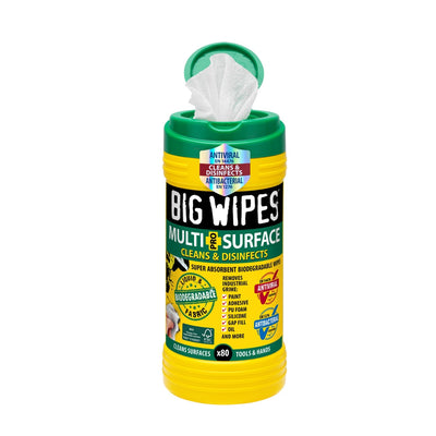 Big Wipes 80's PRO+ MULTI SURFACE - BIODEGRDABLE FSC FABRIC - ANTIVIRAL - GREEN TOP - WIPE TUBS - BGW2440 - Big Wipes - Trade Counter Direct