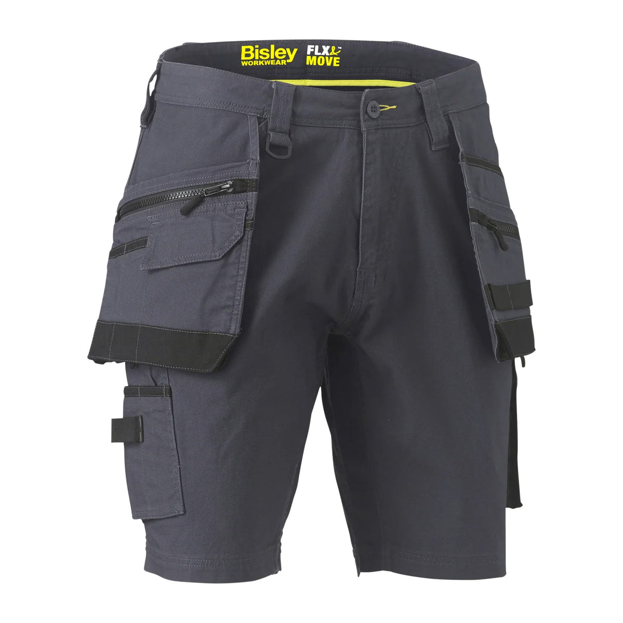 Bisley Flex & Move Stretch Utility Cargo Shorts With Holster Pockets - Charcoal - UKSHC1336_BCCGR72 - Bisley Workwear UK - Trade Counter Direct