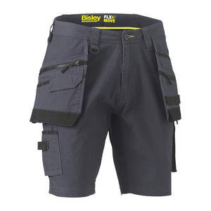 Bisley Flex & Move Stretch Utility Cargo Shorts With Holster Pockets - Charcoal - UKSHC1336_BCCGR72 - Bisley Workwear UK - Trade Counter Direct