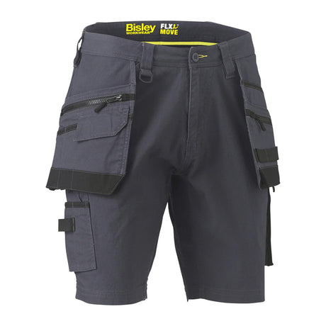 Bisley Flex & Move Stretch Utility Cargo Shorts With Holster Pockets - Charcoal - UKSHC1336_BCCGR72 - Bisley Workwear UK - Trade Counter Direct