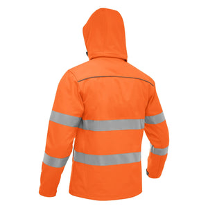 Bisley Taped Hi - Vis softshell Jacket With Hood - UKJ6069T_BBLYS - Bisley Workwear UK - Trade Counter Direct