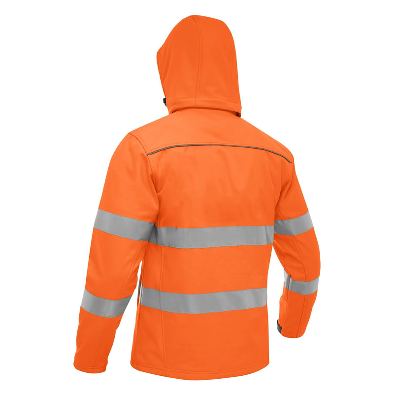 Bisley Taped Hi - Vis softshell Jacket With Hood - UKJ6069T_BBLYS - Bisley Workwear UK - Trade Counter Direct