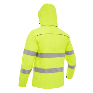 Bisley Taped Hi - Vis softshell Jacket With Hood - UKJ6069T_BBLYS - Bisley Workwear UK - Trade Counter Direct