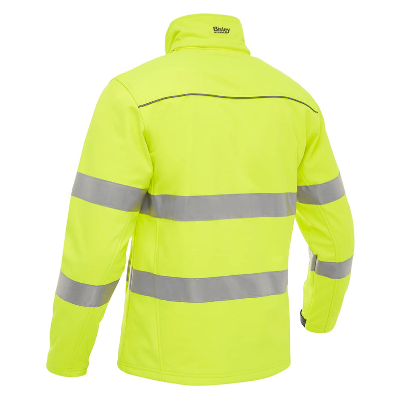 Bisley Taped Hi - Vis softshell Jacket With Hood - UKJ6069T_BBLYS - Bisley Workwear UK - Trade Counter Direct