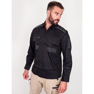 Bisley Workwear Flex & Move Long Sleeve Mechanical Stretch Shirt - Black - UKS6133_BBLKS - Bisley Workwear UK - Trade Counter Direct