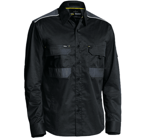 Bisley Workwear Flex & Move Long Sleeve Mechanical Stretch Shirt - Black - UKS6133_BBLKS - Bisley Workwear UK - Trade Counter Direct
