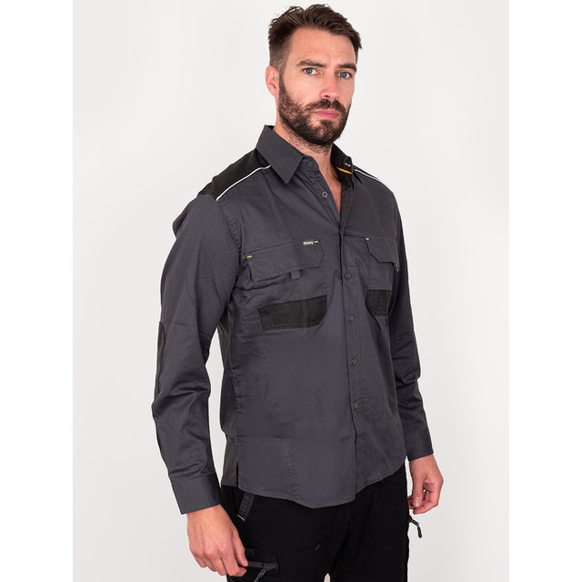 Bisley Workwear Flex & Move Long Sleeve Mechanical Stretch Shirt - Charcoal - UKS6133_BCCGS - Bisley Workwear UK - Trade Counter Direct
