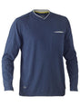 Bisley Workwear Flex & Move Shirt Cotton V - Neck Tee Long Sleeve - Blue Marle - UKK6933_BPCTS - Bisley Workwear UK - Trade Counter Direct
