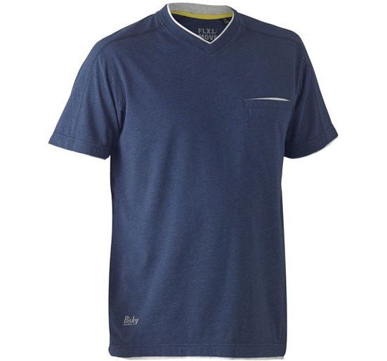 Bisley Workwear Flex & Move Shirt Cotton V - Neck Tee Short Sleeve - Blue Marle - UKK1933_BPCTS - Bisley Workwear UK - Trade Counter Direct
