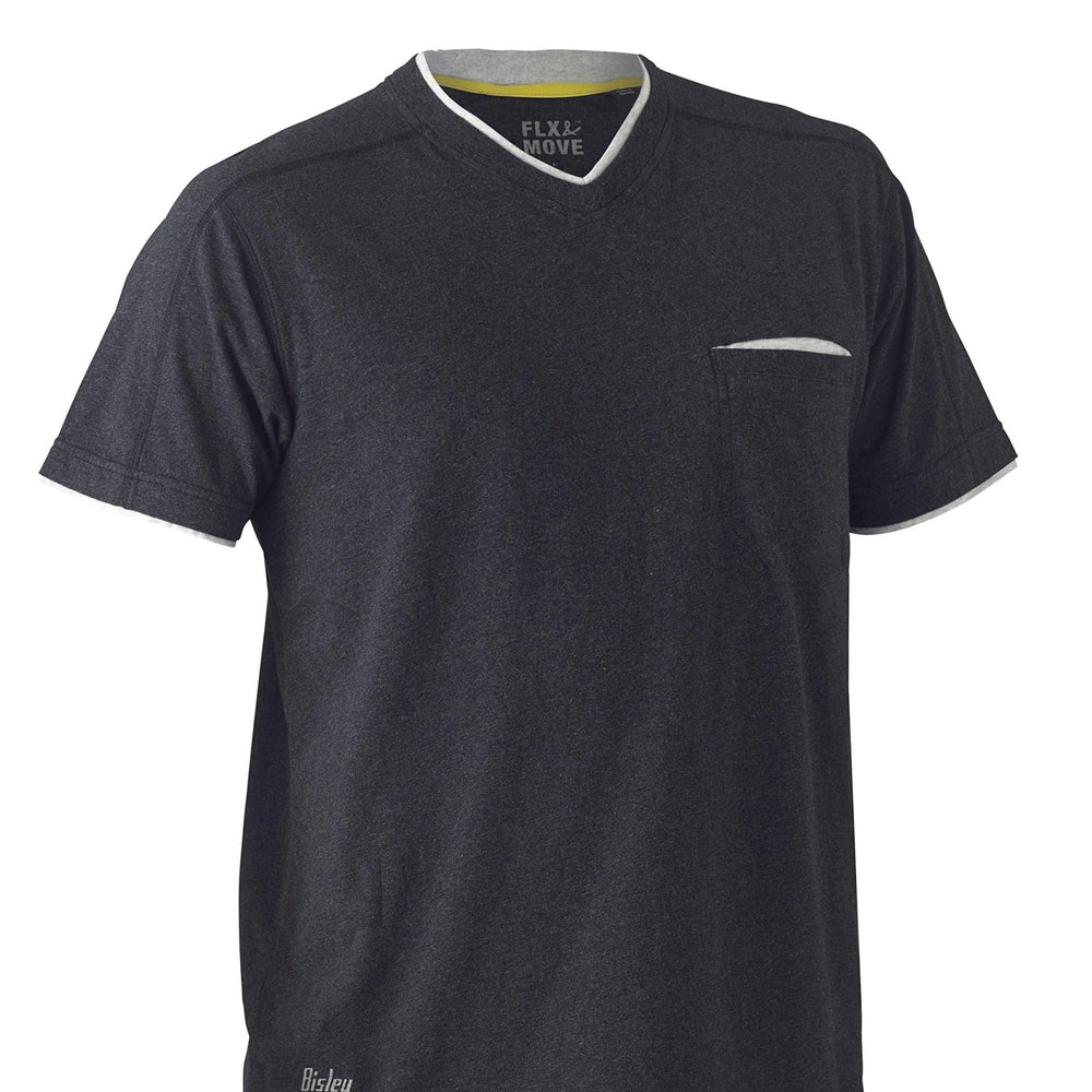 Bisley Workwear Flex & Move Shirt Cotton V - Neck Tee Short Sleeve - Charcoal Marle - UKK1933_BCCGS - Bisley Workwear UK - Trade Counter Direct